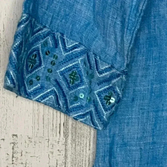 TOMMY‎ BAHAMA Women's Sunset Chambray Embell Tunic Size Small - Picture 5 of 8